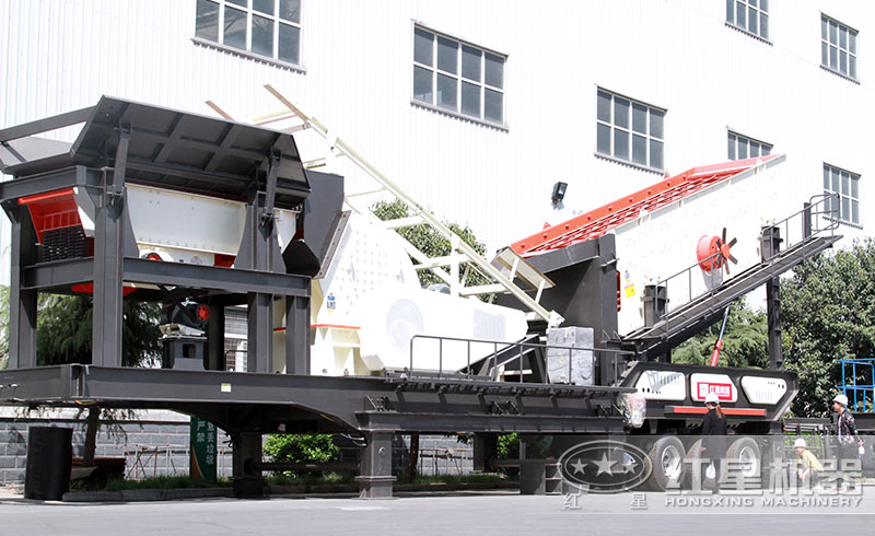 紅星小型車載鵝卵石移動石子破碎機(jī)