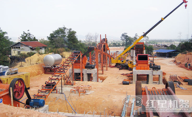 顎破+反擊破生產(chǎn)線現(xiàn)場(chǎng)