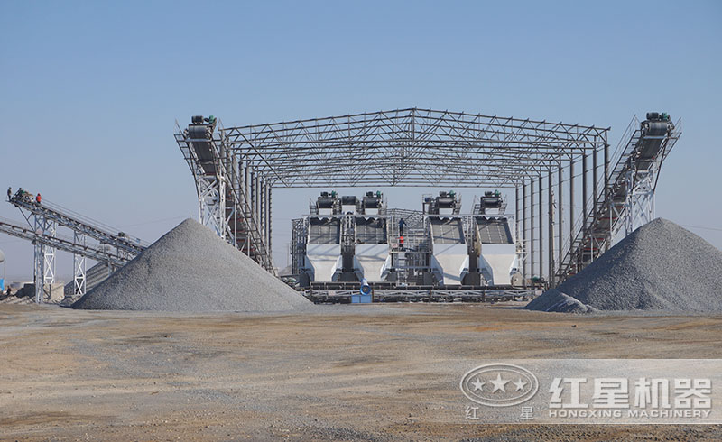 紅星用戶混凝土碎石生產(chǎn)線現(xiàn)場(chǎng)